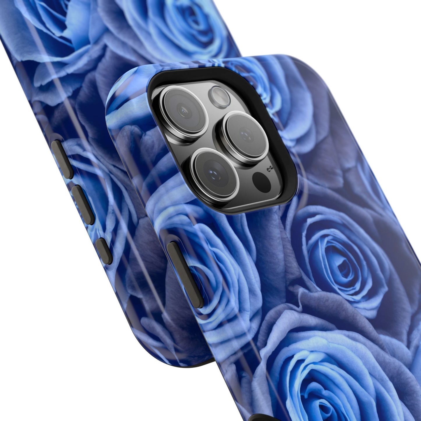 Impact-Resistant Phone Case - Blue Roses & Yellow Flower Design