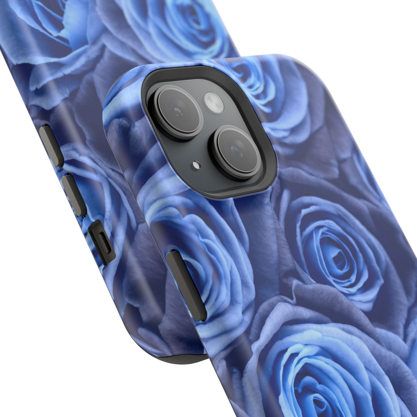 Impact-Resistant Phone Case - Blue Roses & Yellow Flower Design