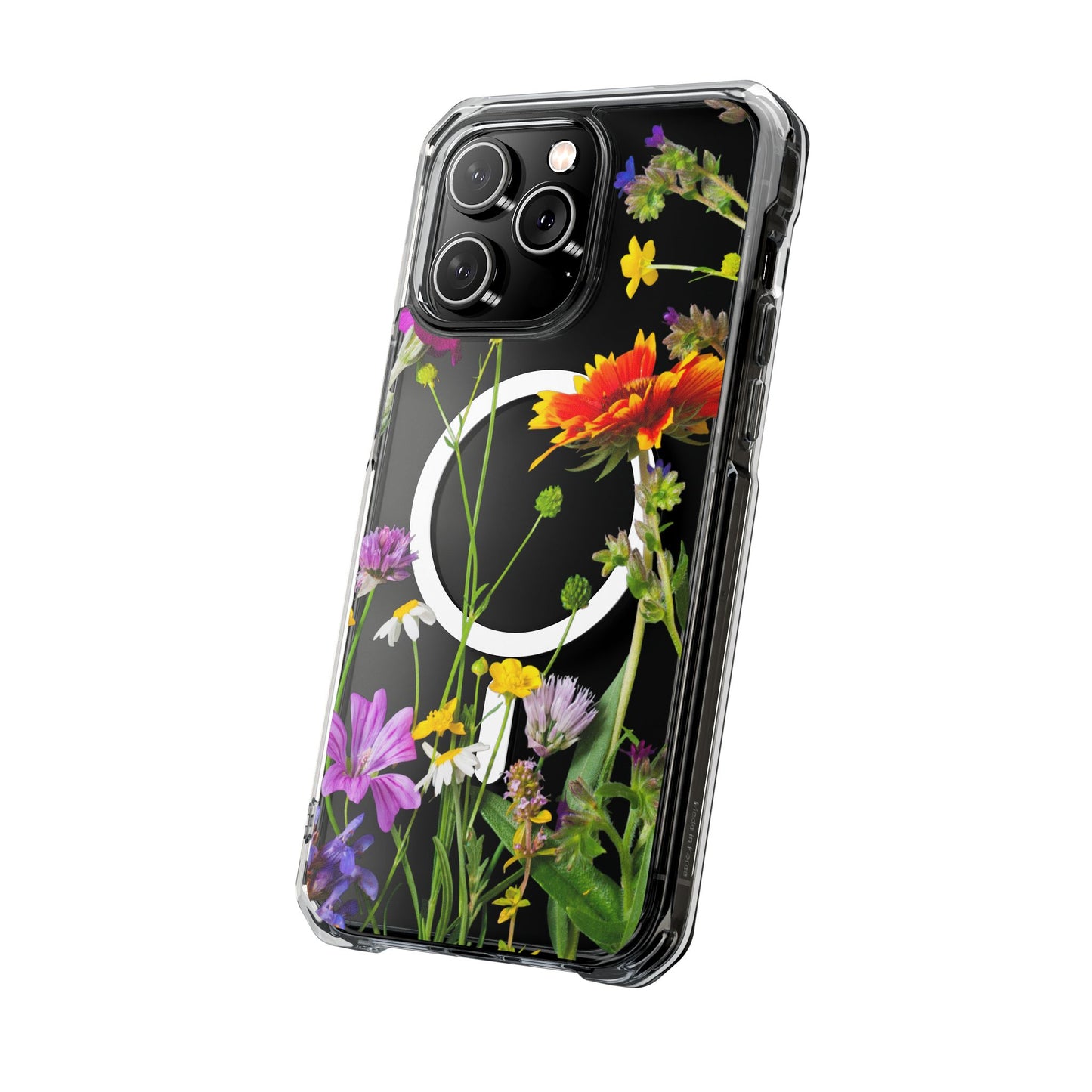 Magnetic Phone Case - Clear Flower Design