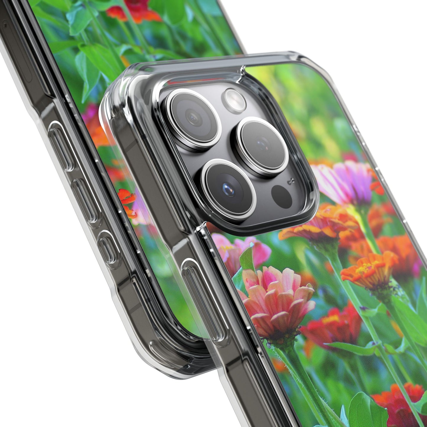 Magnetic Clear Impact Case - Vibrant Flowers and Summer Grass