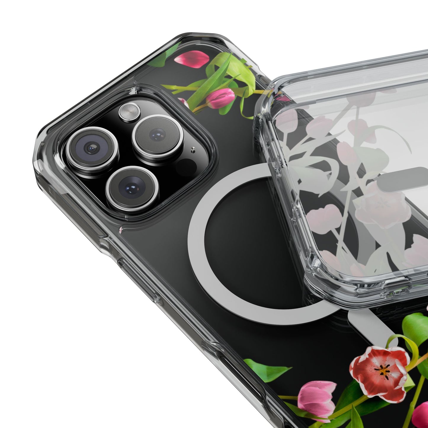 Magnetic Clear Impact Case - Tulips Elegant Protection for Your Phone