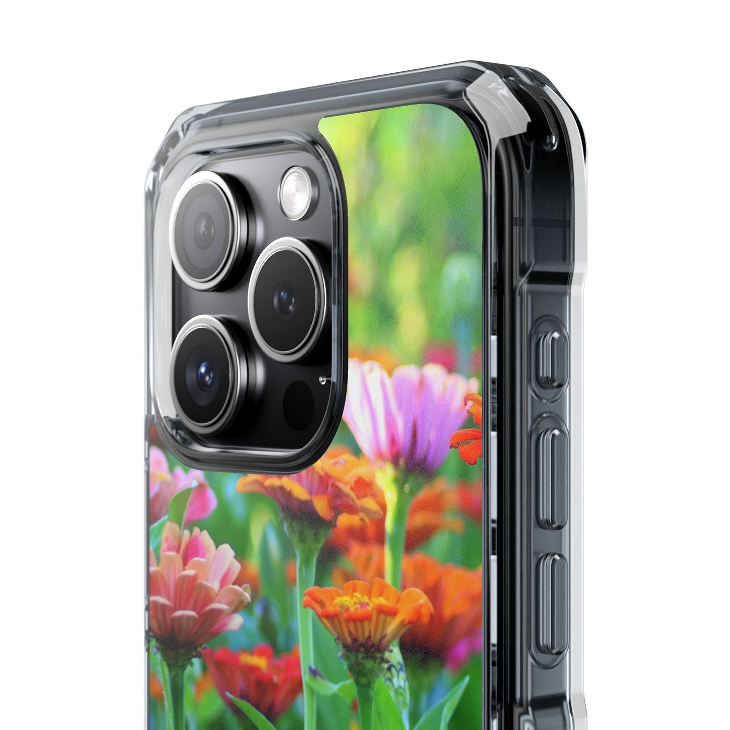 Magnetic Clear Impact Case - Vibrant Flowers and Summer Grass