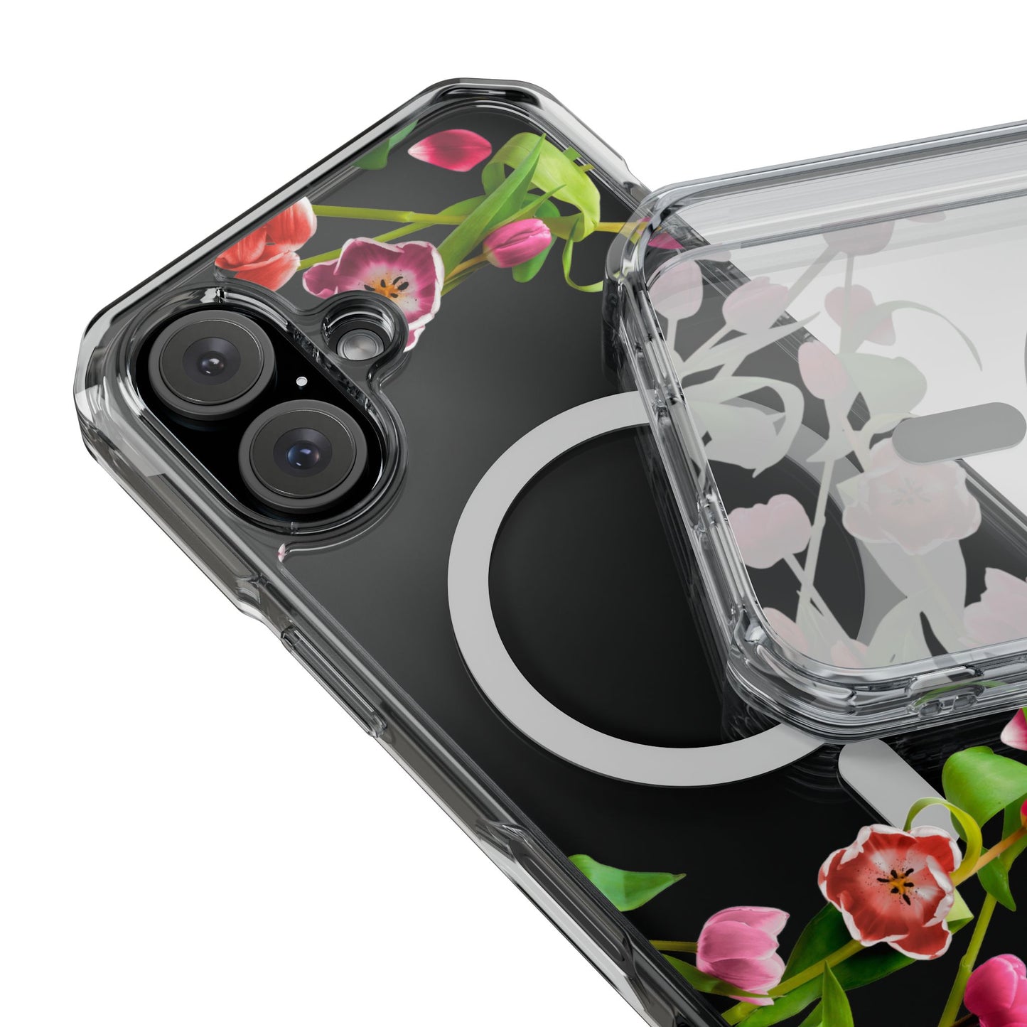 Magnetic Clear Impact Case - Tulips Elegant Protection for Your Phone