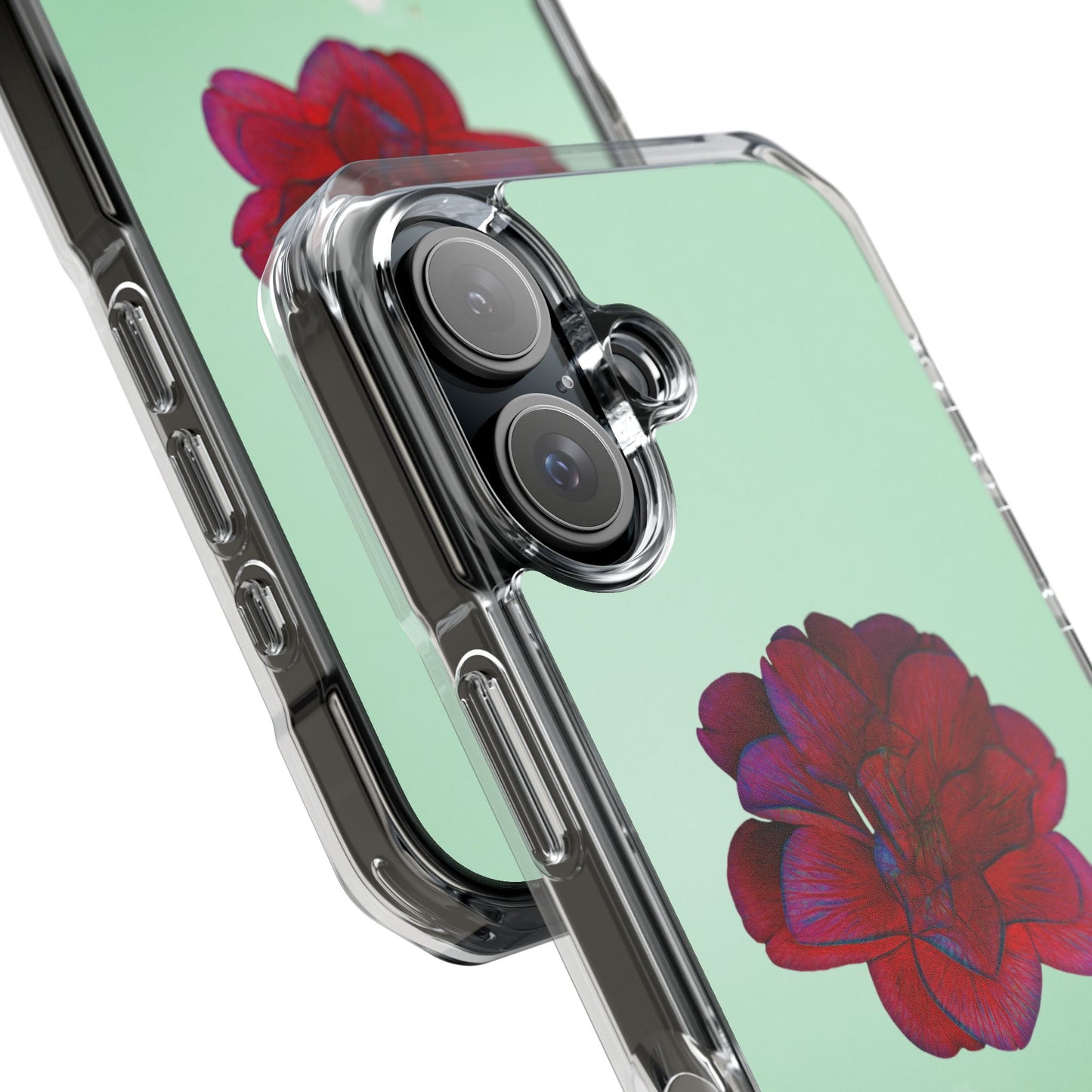 Magnetic Clear Impact Case - Red Beautiful Flower Design