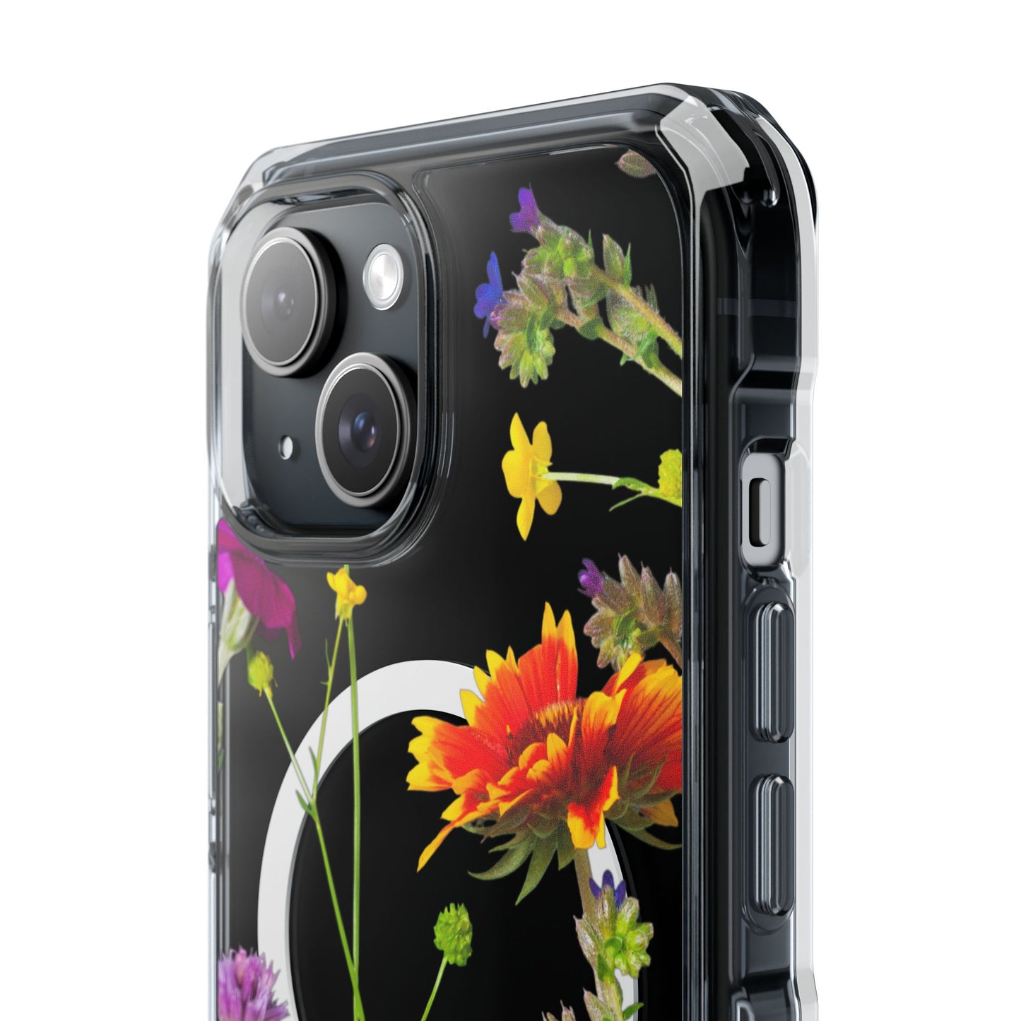 Magnetic Phone Case - Clear Flower Design