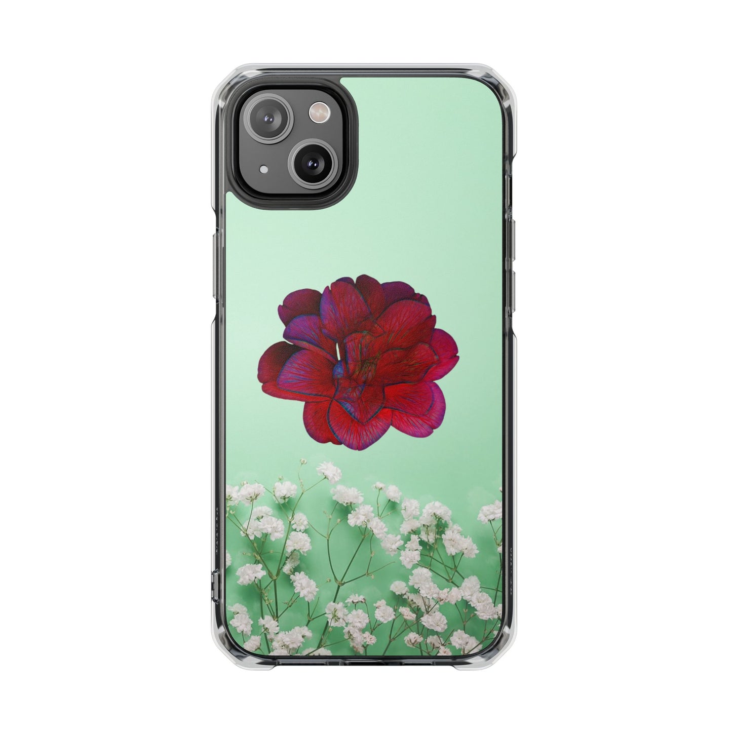 Magnetic Clear Impact Case - Red Beautiful Flower Design