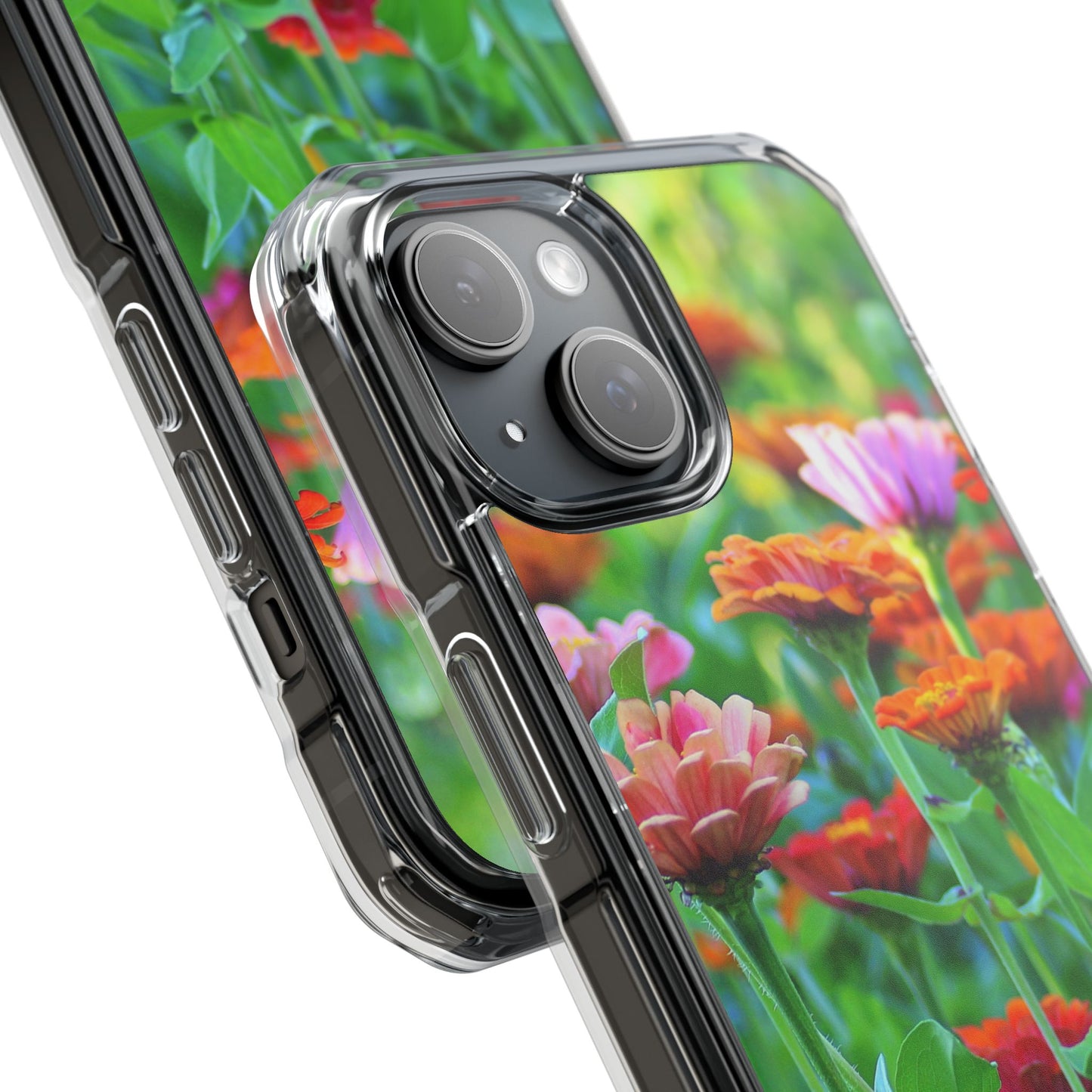 Magnetic Clear Impact Case - Vibrant Flowers and Summer Grass