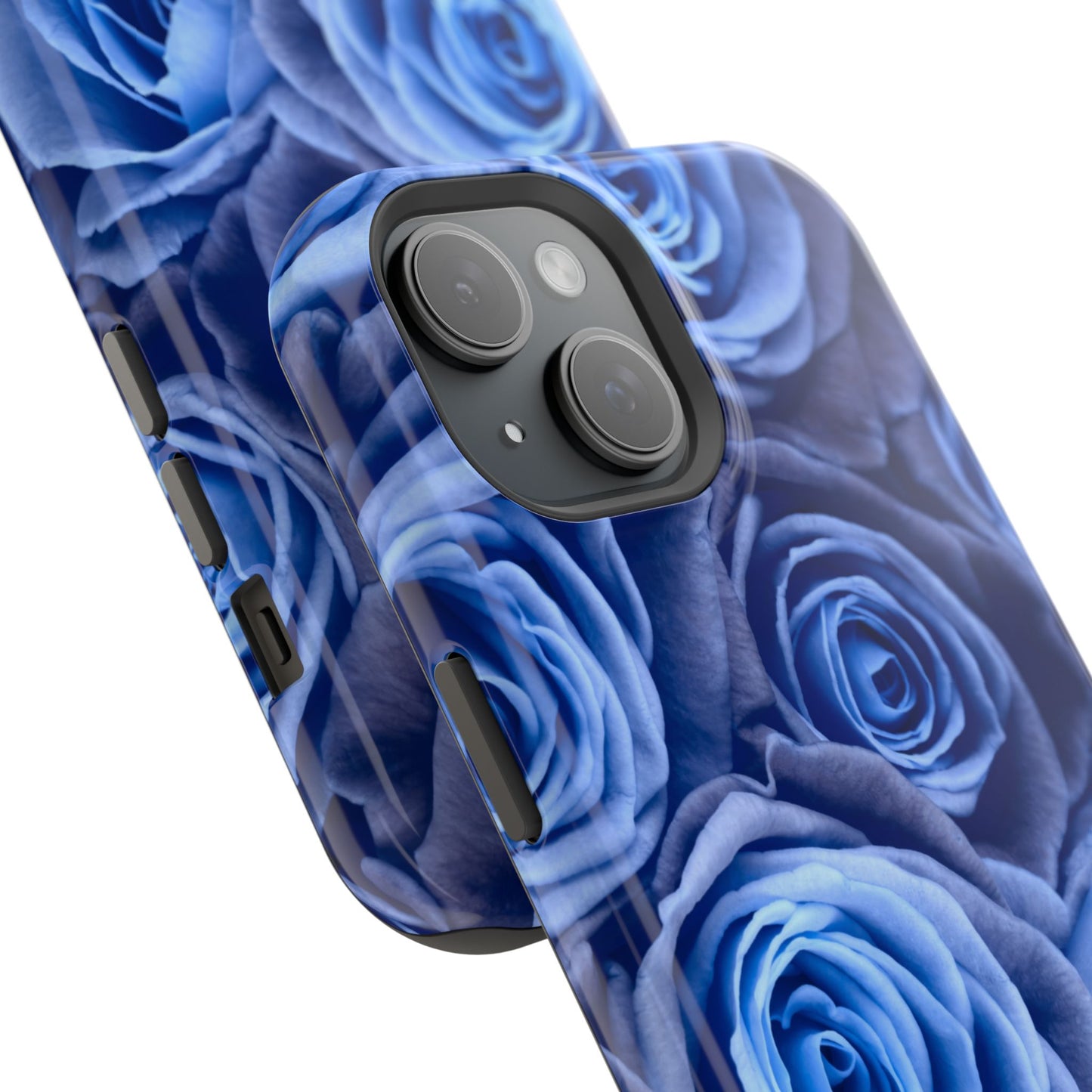 Impact-Resistant Phone Case - Blue Roses & Yellow Flower Design