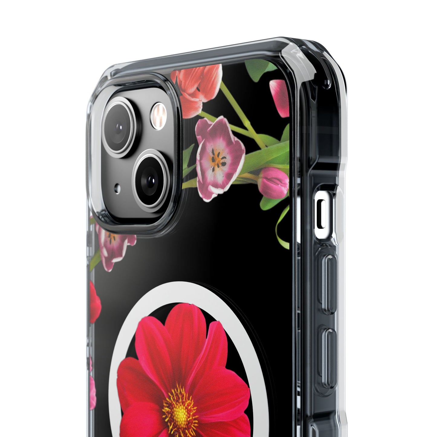 Floral Magnetic Clear Impact Case- Red Flower