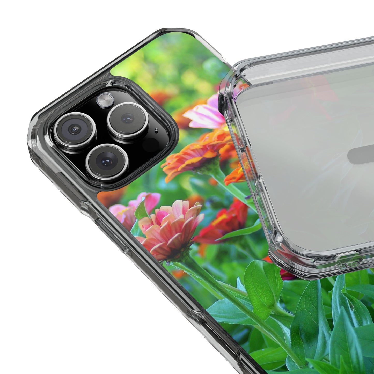 Magnetic Clear Impact Case - Vibrant Flowers and Summer Grass