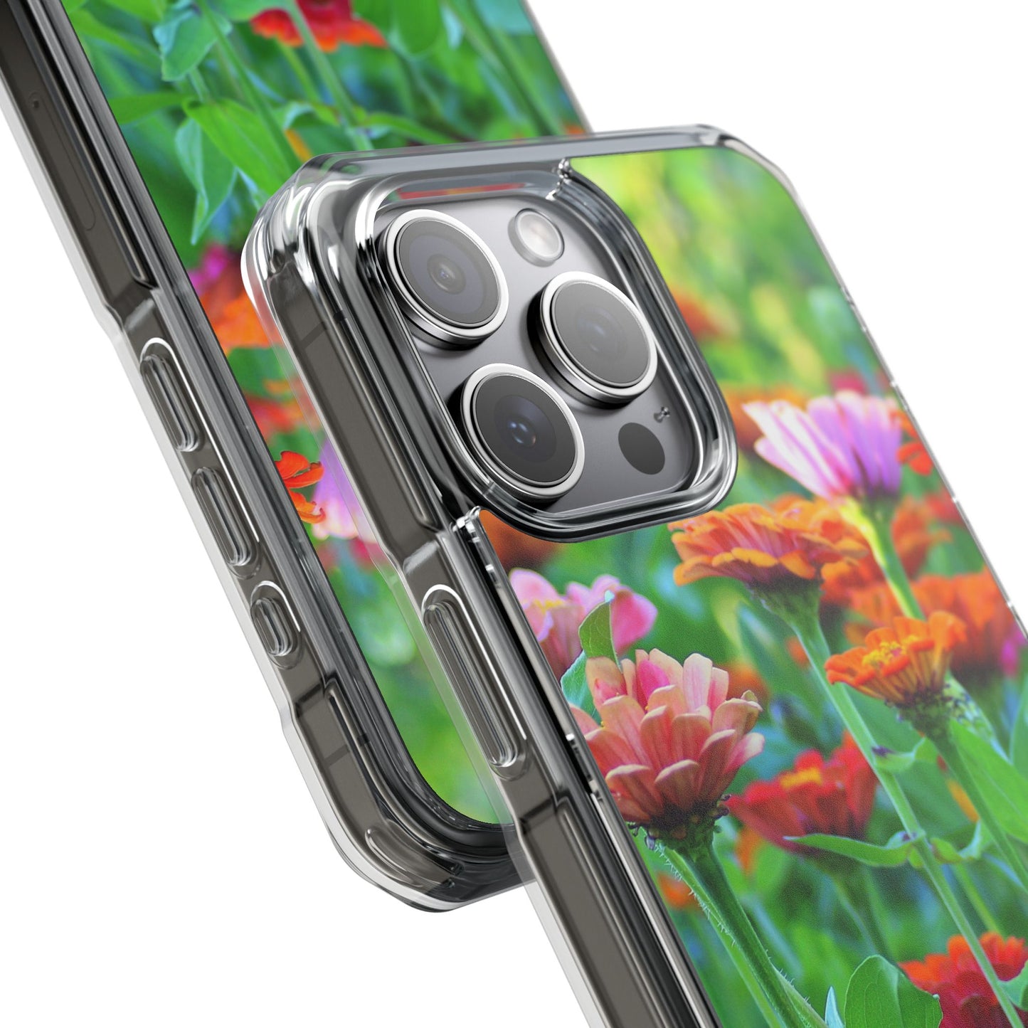 Magnetic Clear Impact Case - Vibrant Flowers and Summer Grass