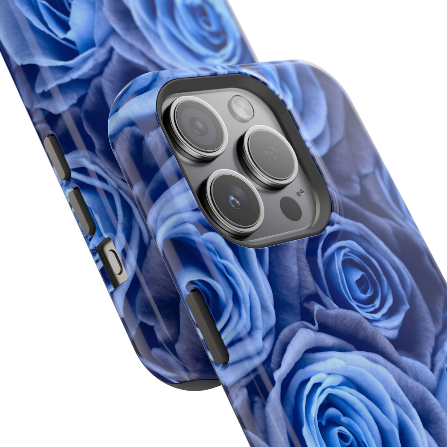 Impact-Resistant Phone Case - Blue Roses & Yellow Flower Design