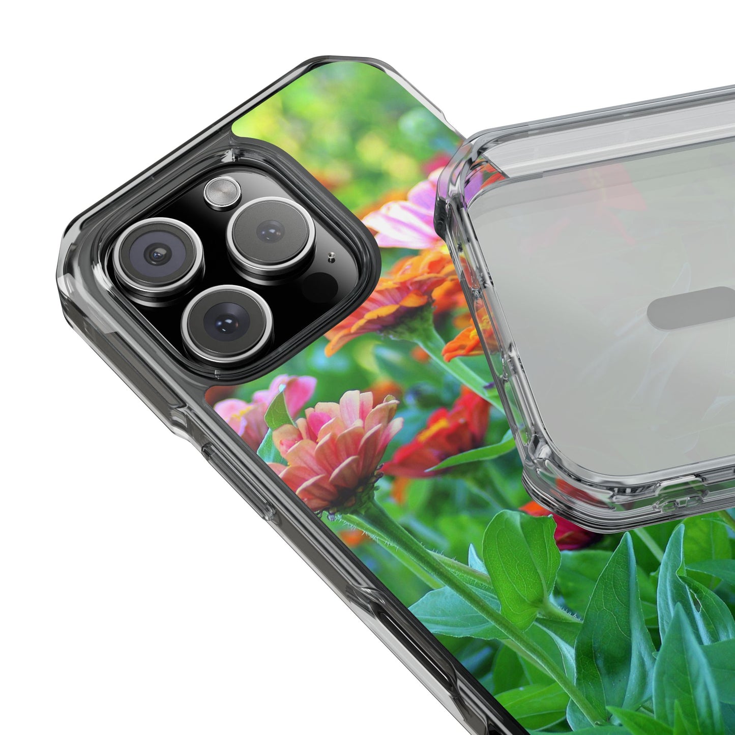 Magnetic Clear Impact Case - Vibrant Flowers and Summer Grass