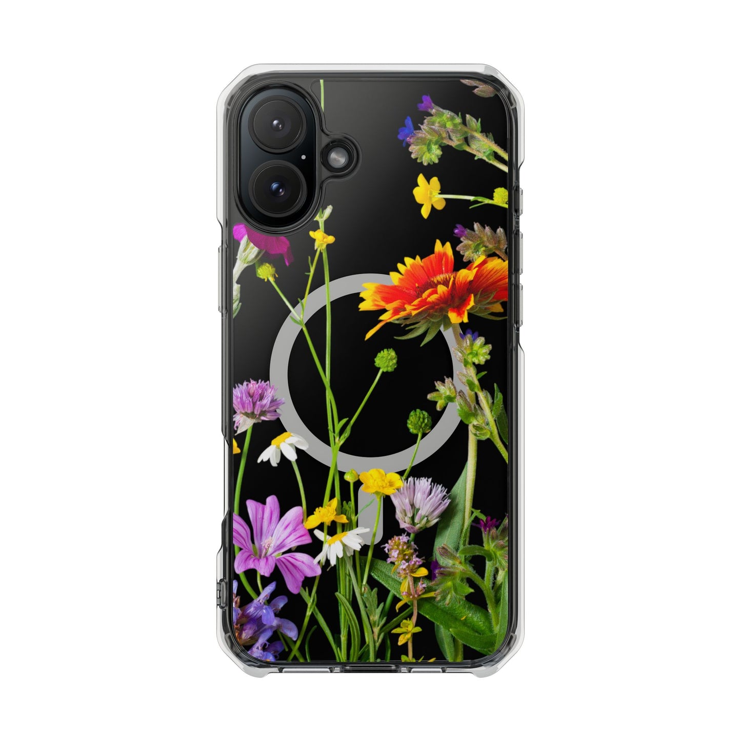 Magnetic Phone Case - Clear Flower Design