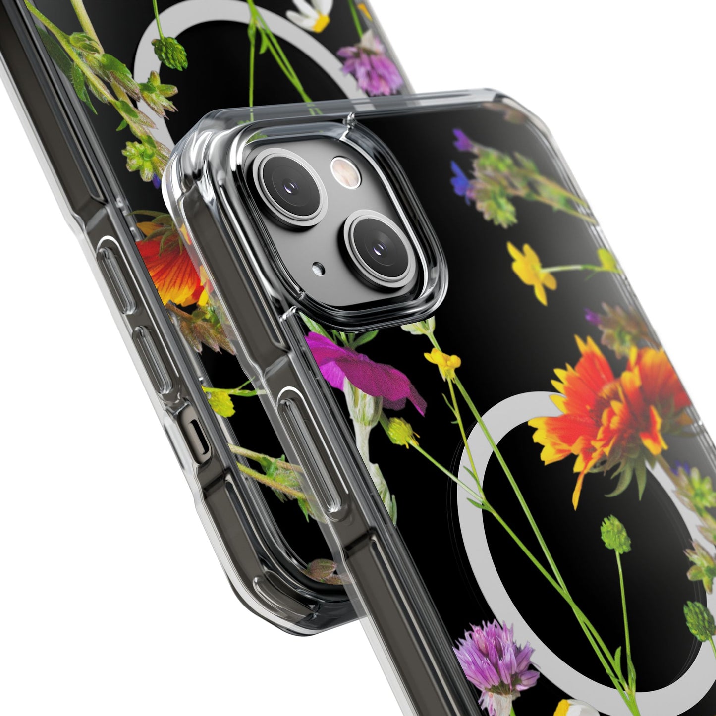 Magnetic Phone Case - Clear Flower Design