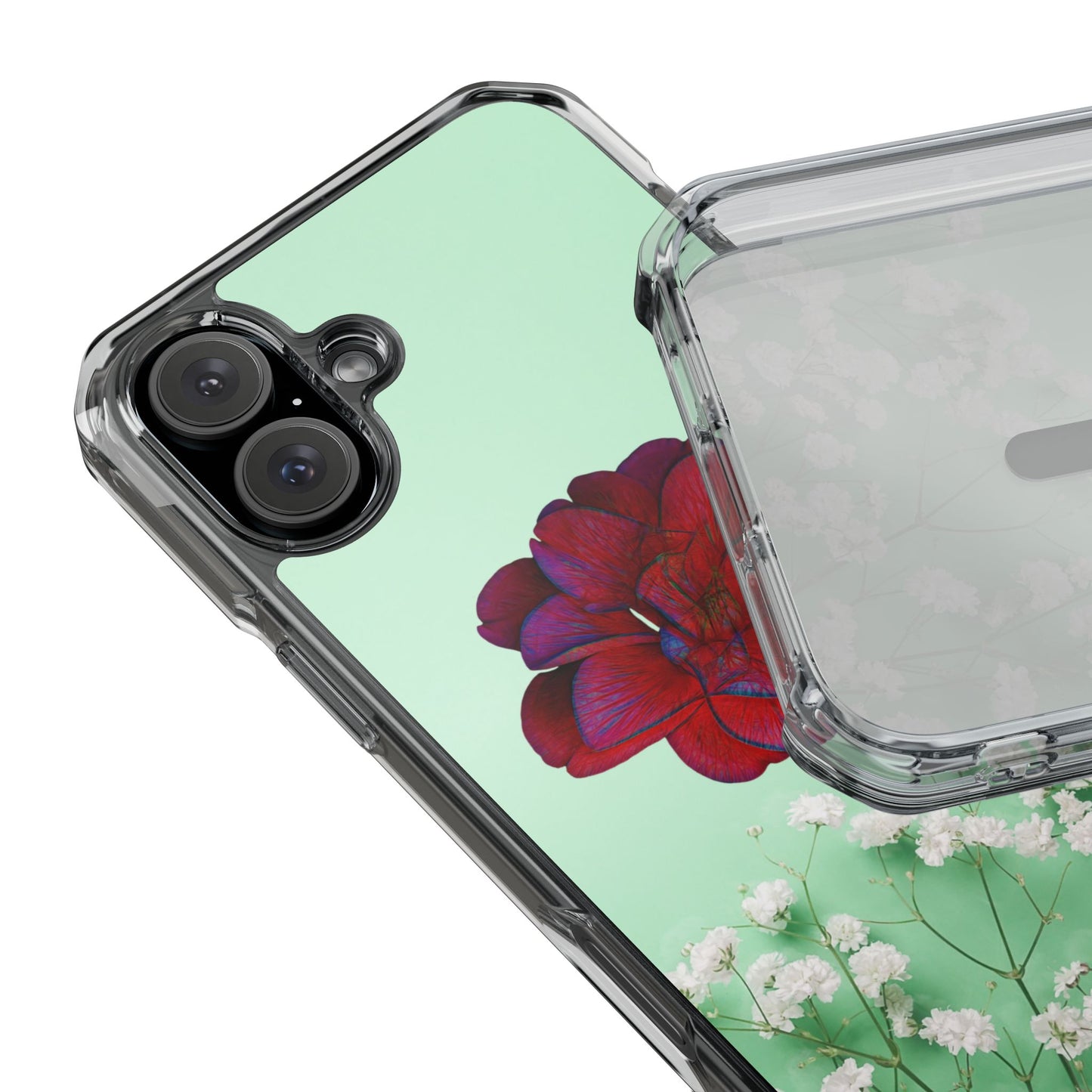 Magnetic Clear Impact Case - Red Beautiful Flower Design