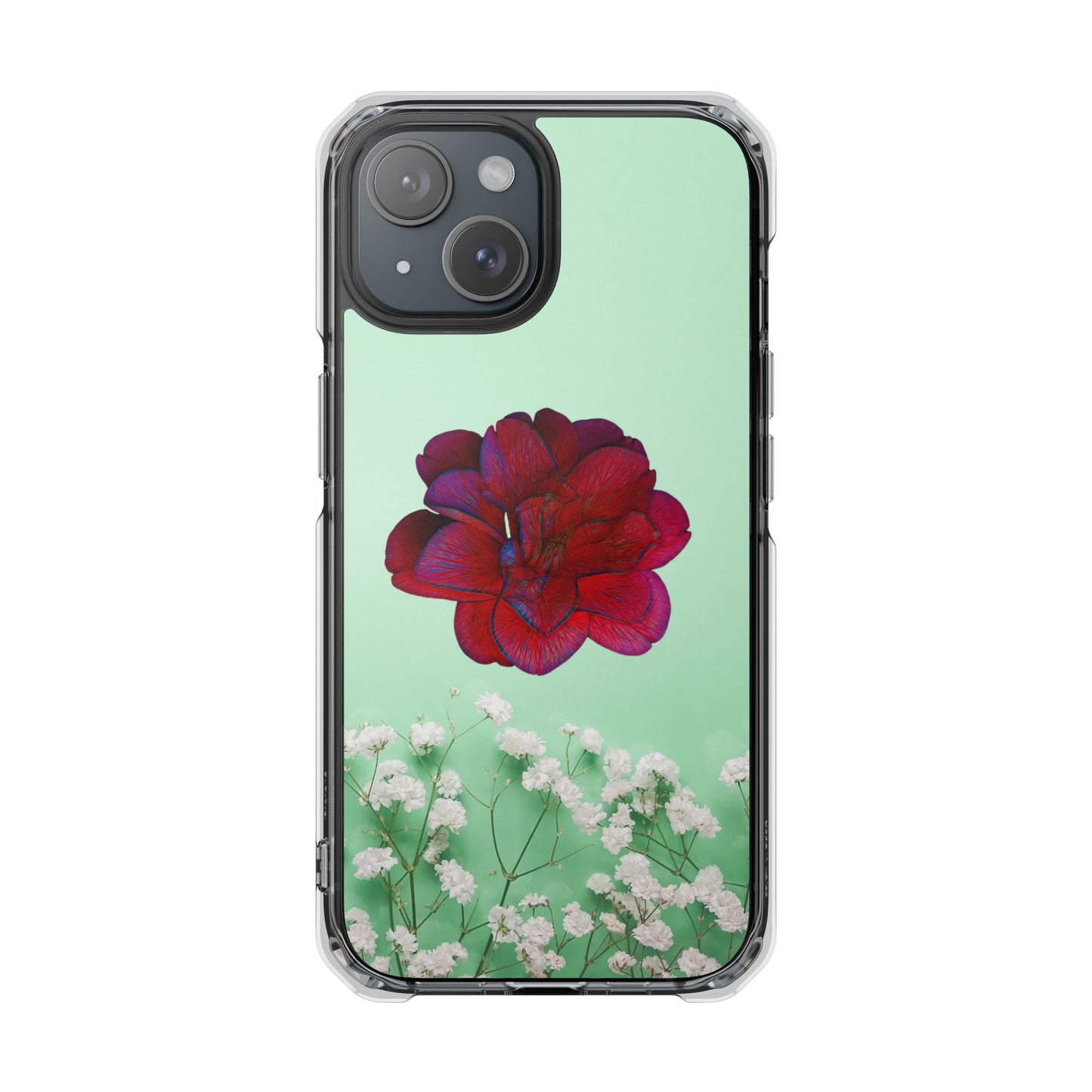 Magnetic Clear Impact Case - Red Beautiful Flower Design