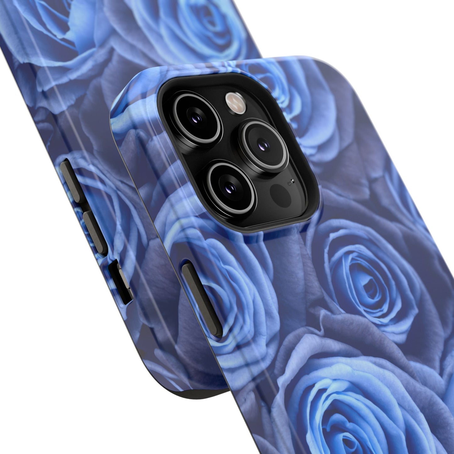 Impact-Resistant Phone Case - Blue Roses & Yellow Flower Design