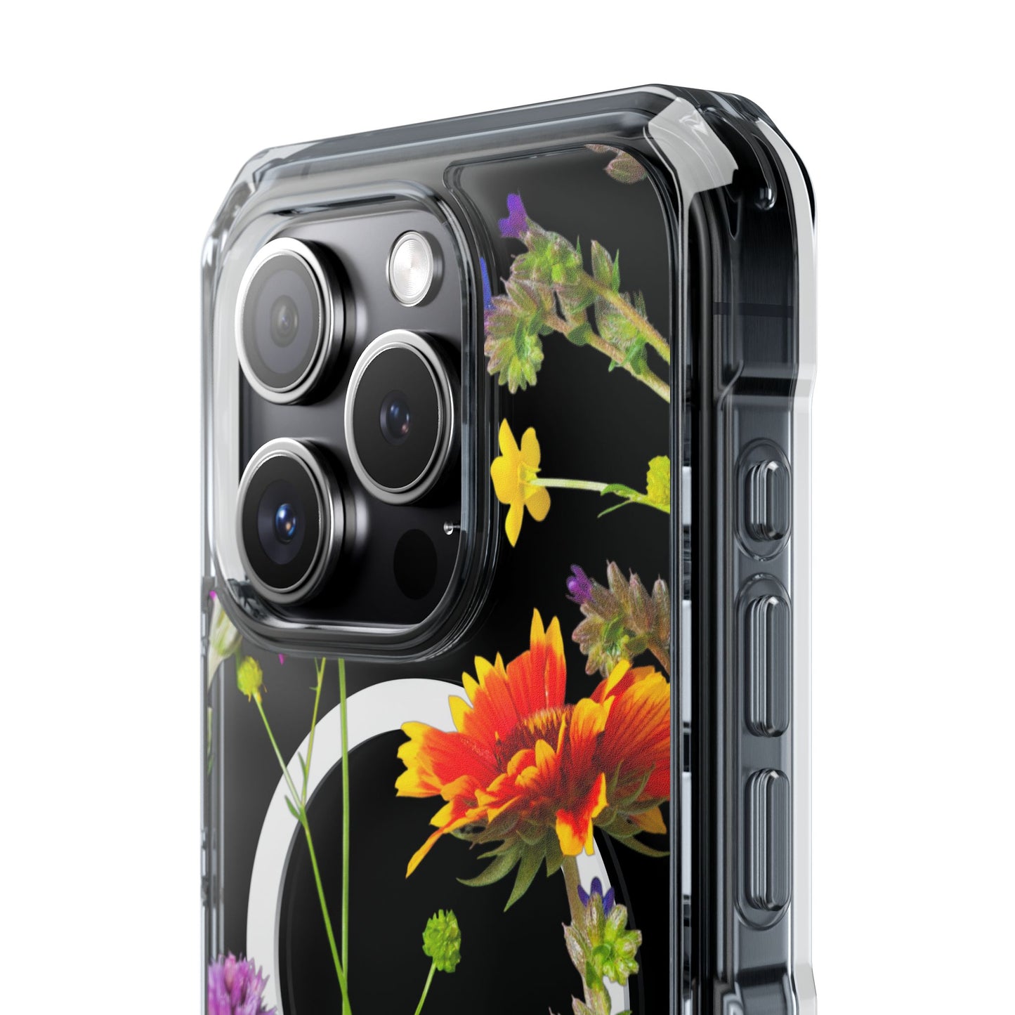 Magnetic Phone Case - Clear Flower Design