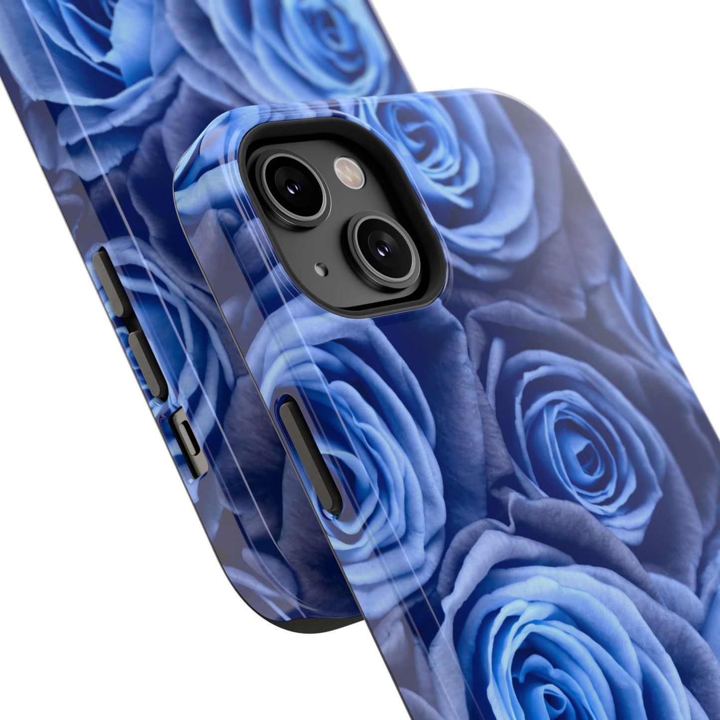 Impact-Resistant Phone Case - Blue Roses & Yellow Flower Design