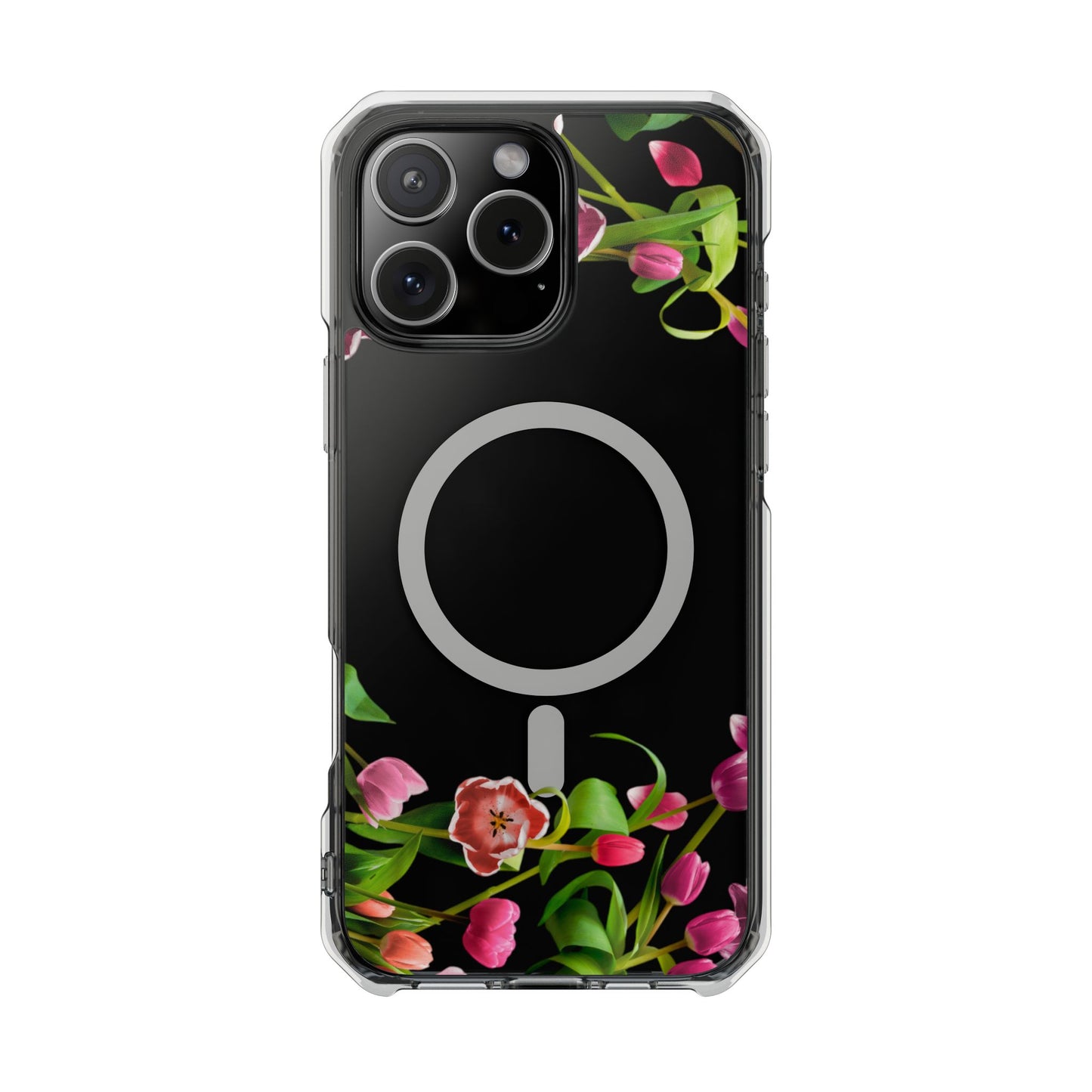 Magnetic Clear Impact Case - Tulips Elegant Protection for Your Phone