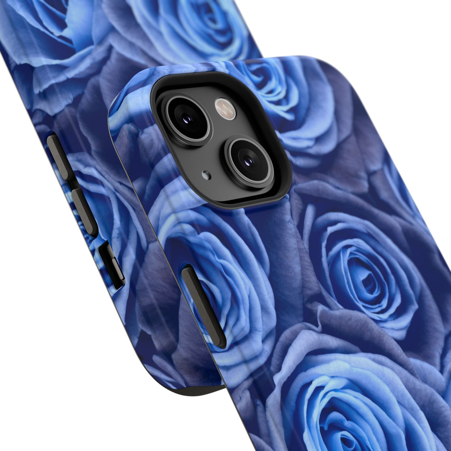 Impact-Resistant Phone Case - Blue Roses & Yellow Flower Design