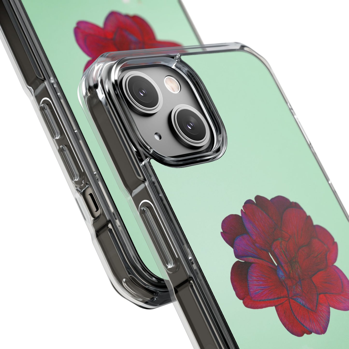 Magnetic Clear Impact Case - Red Beautiful Flower Design