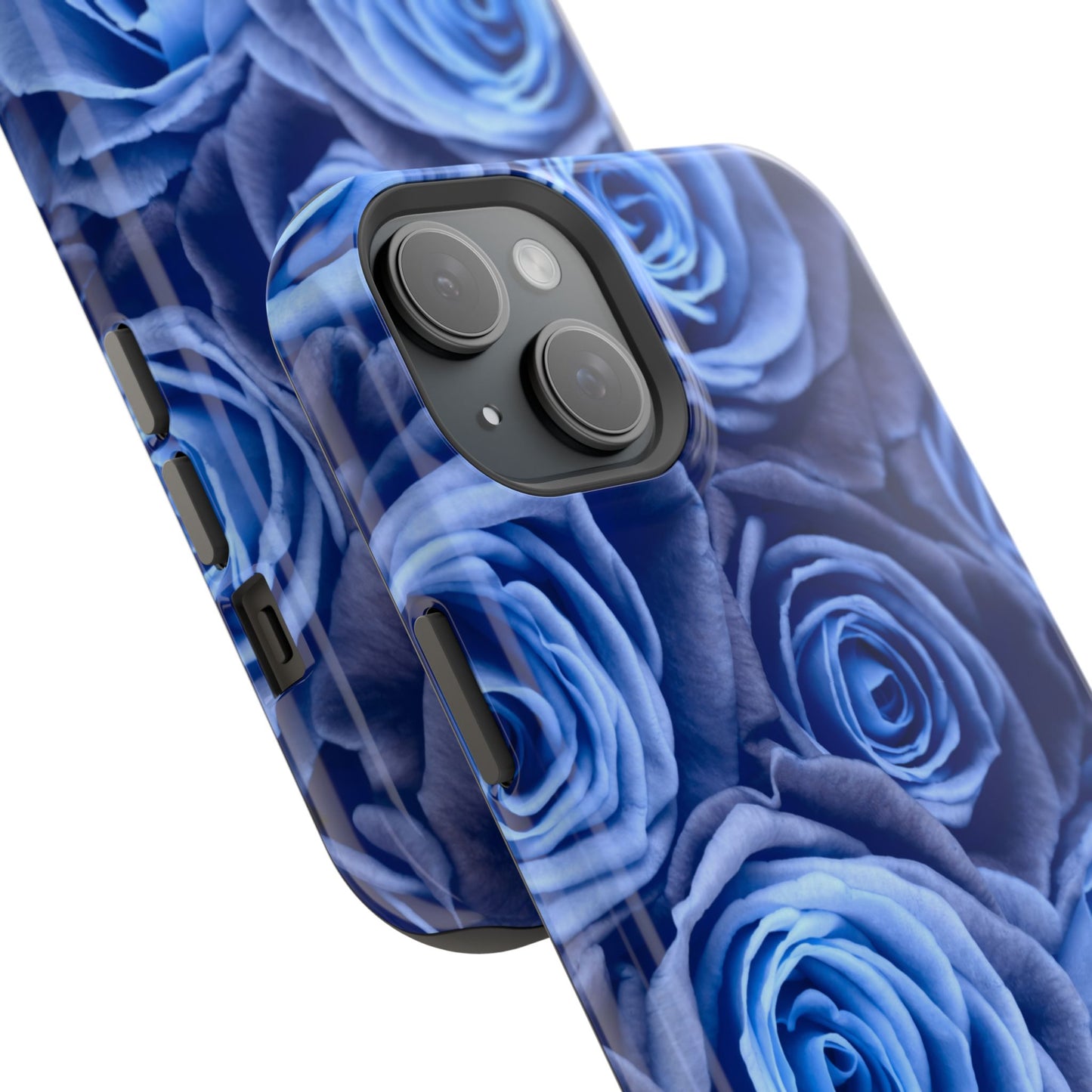 Impact-Resistant Phone Case - Blue Roses & Yellow Flower Design