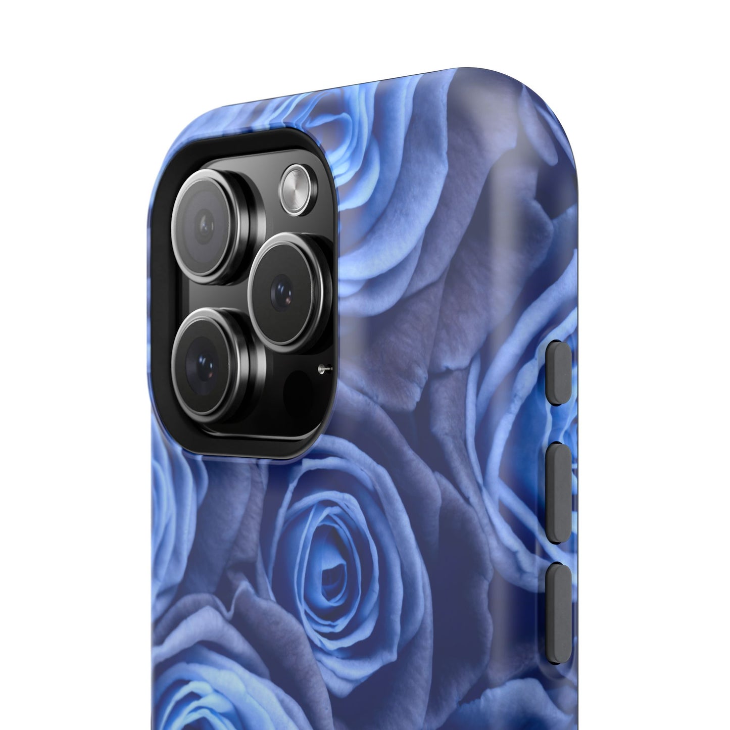 Impact-Resistant Phone Case - Blue Roses & Yellow Flower Design