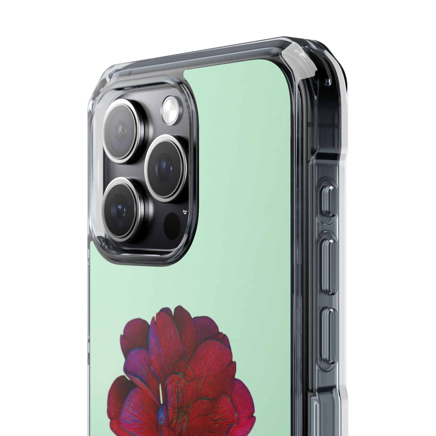 Magnetic Clear Impact Case - Red Beautiful Flower Design