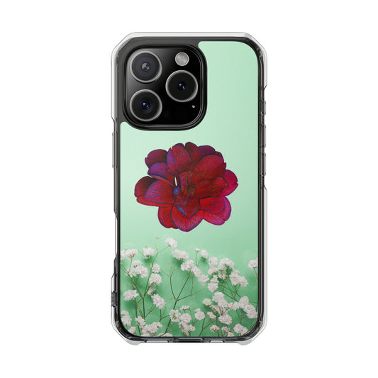 Magnetic Clear Impact Case - Red Beautiful Flower Design