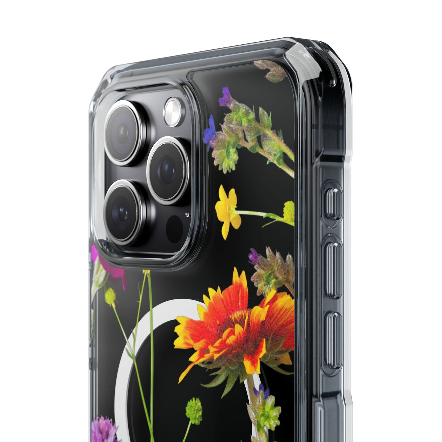 Magnetic Phone Case - Clear Flower Design