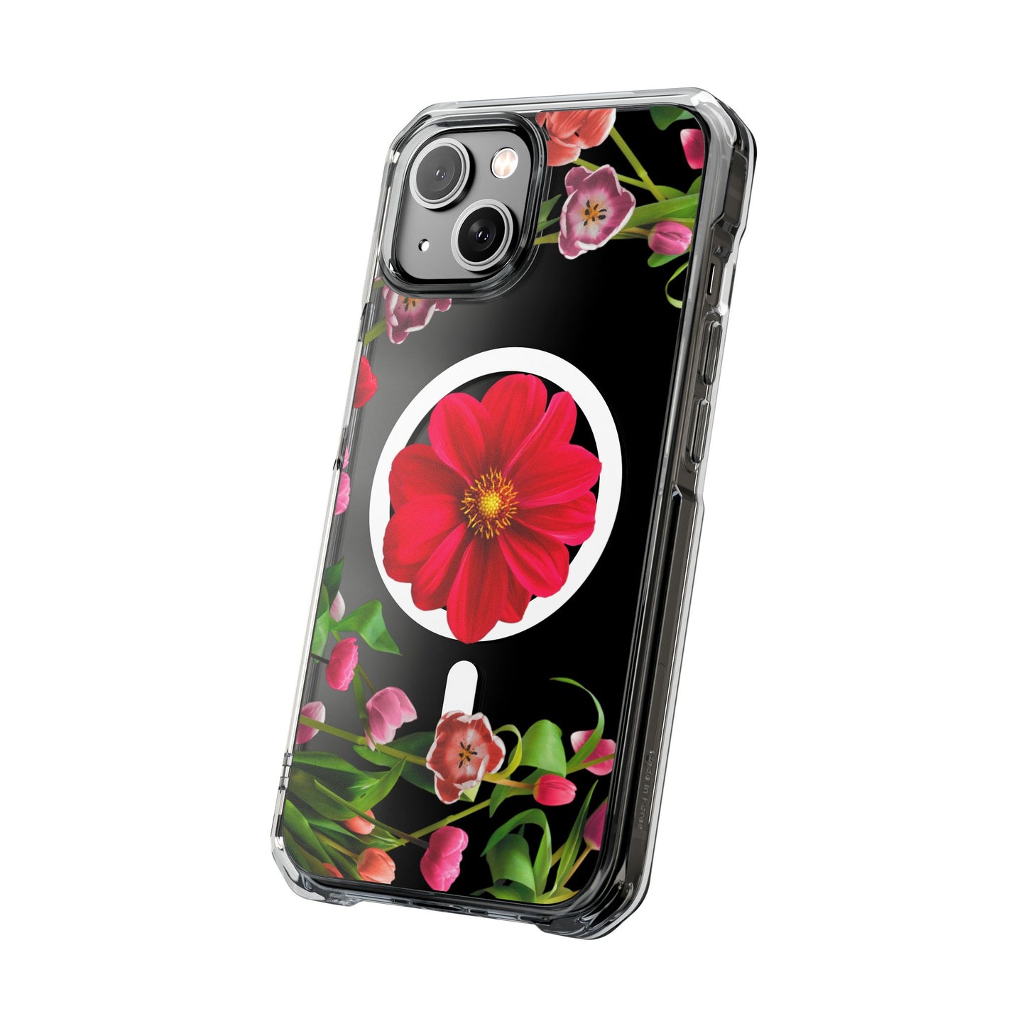 Floral Magnetic Clear Impact Case- Red Flower