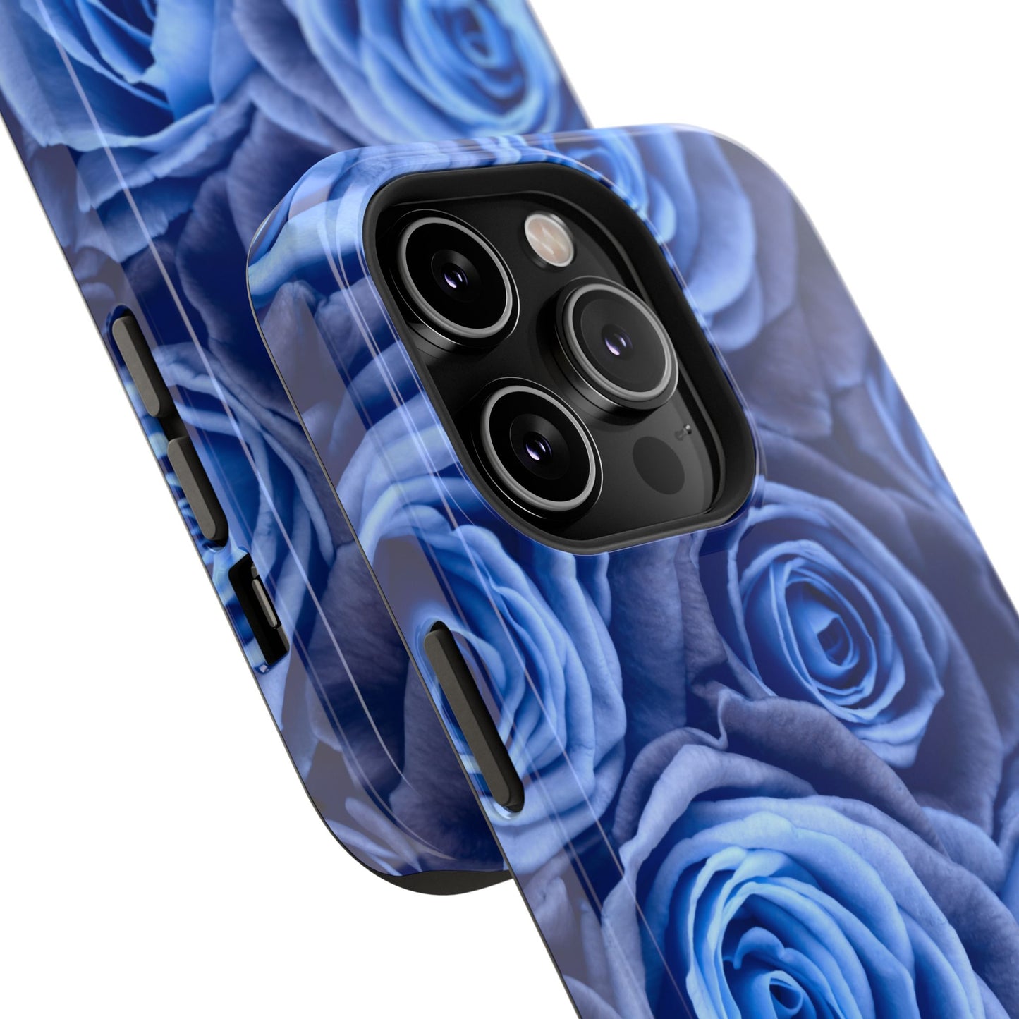 Impact-Resistant Phone Case - Blue Roses & Yellow Flower Design