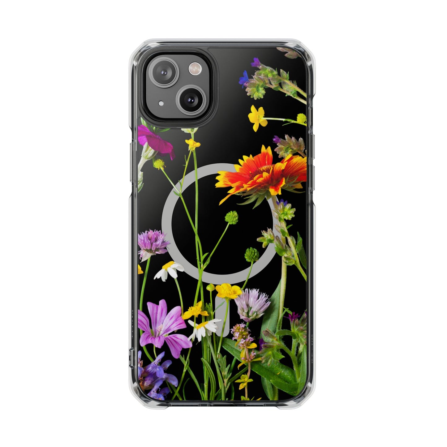 Magnetic Phone Case - Clear Flower Design