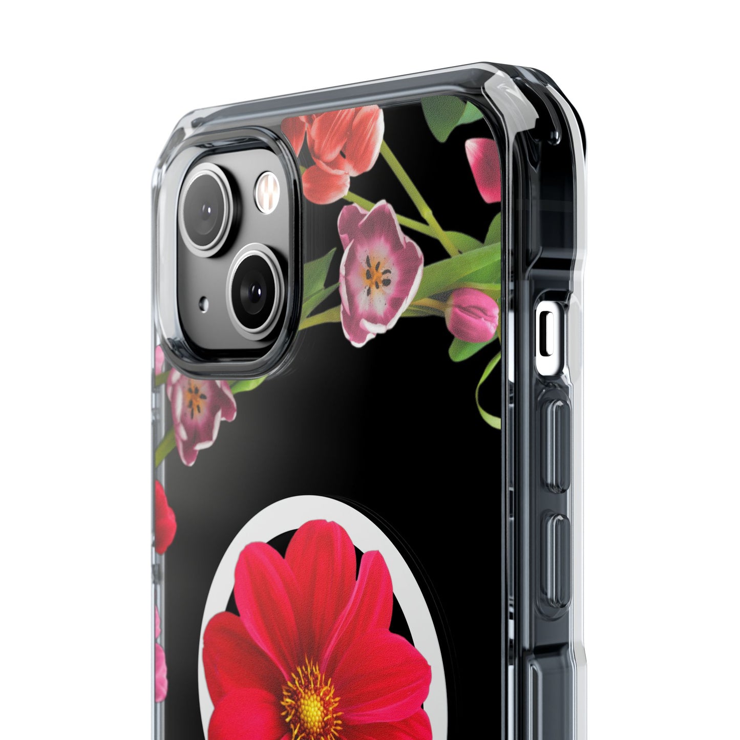 Floral Magnetic Clear Impact Case- Red Flower