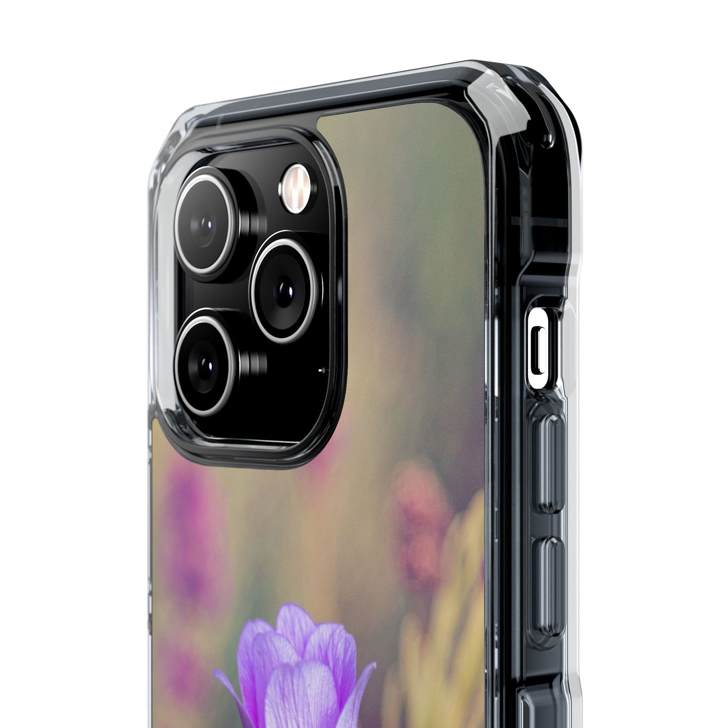 Magnetic Clear Impact Case - Purple Flower on Lavender Field Background