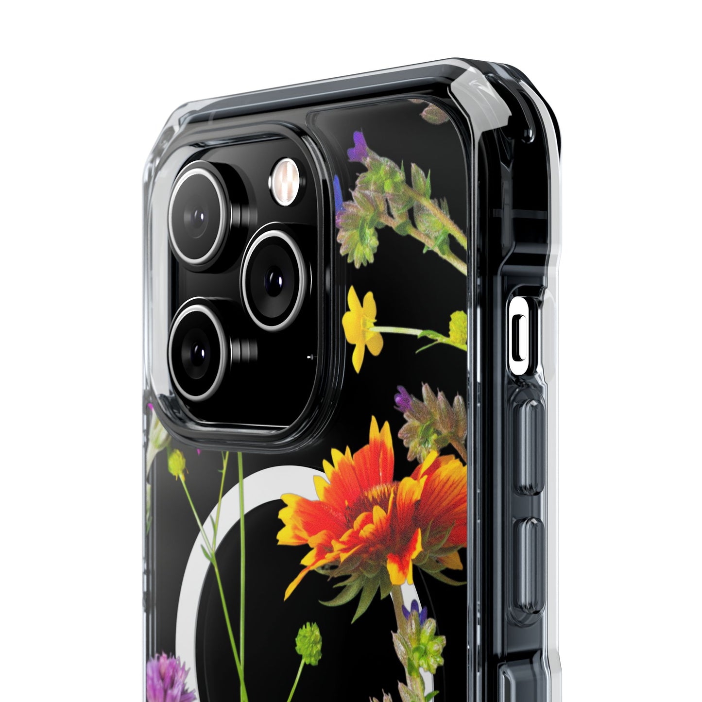 Magnetic Phone Case - Clear Flower Design