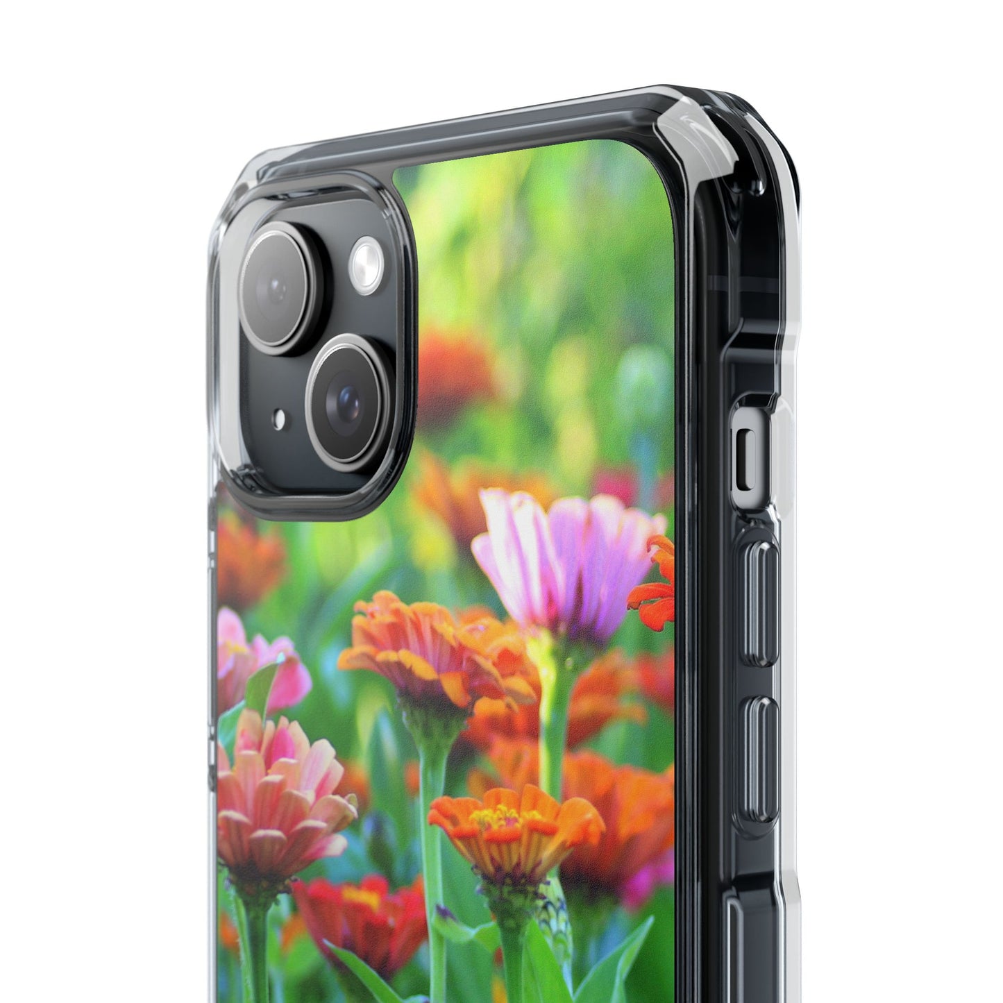 Magnetic Clear Impact Case - Vibrant Flowers and Summer Grass