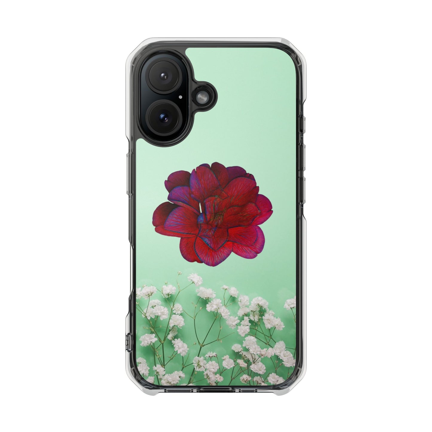 Magnetic Clear Impact Case - Red Beautiful Flower Design