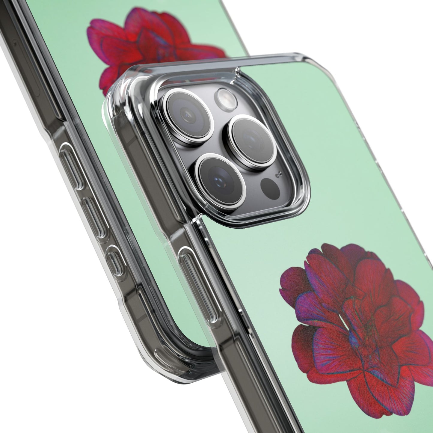 Magnetic Clear Impact Case - Red Beautiful Flower Design