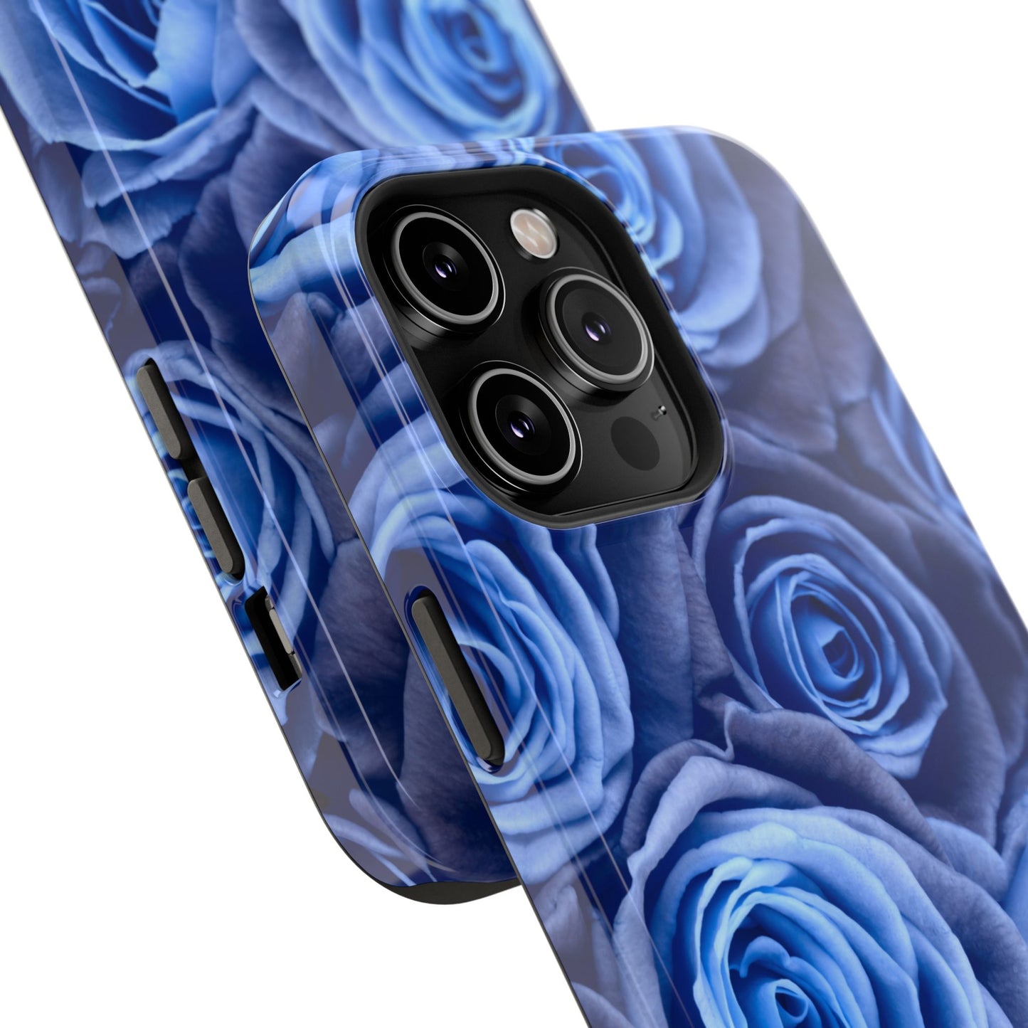 Impact-Resistant Phone Case - Blue Roses & Yellow Flower Design