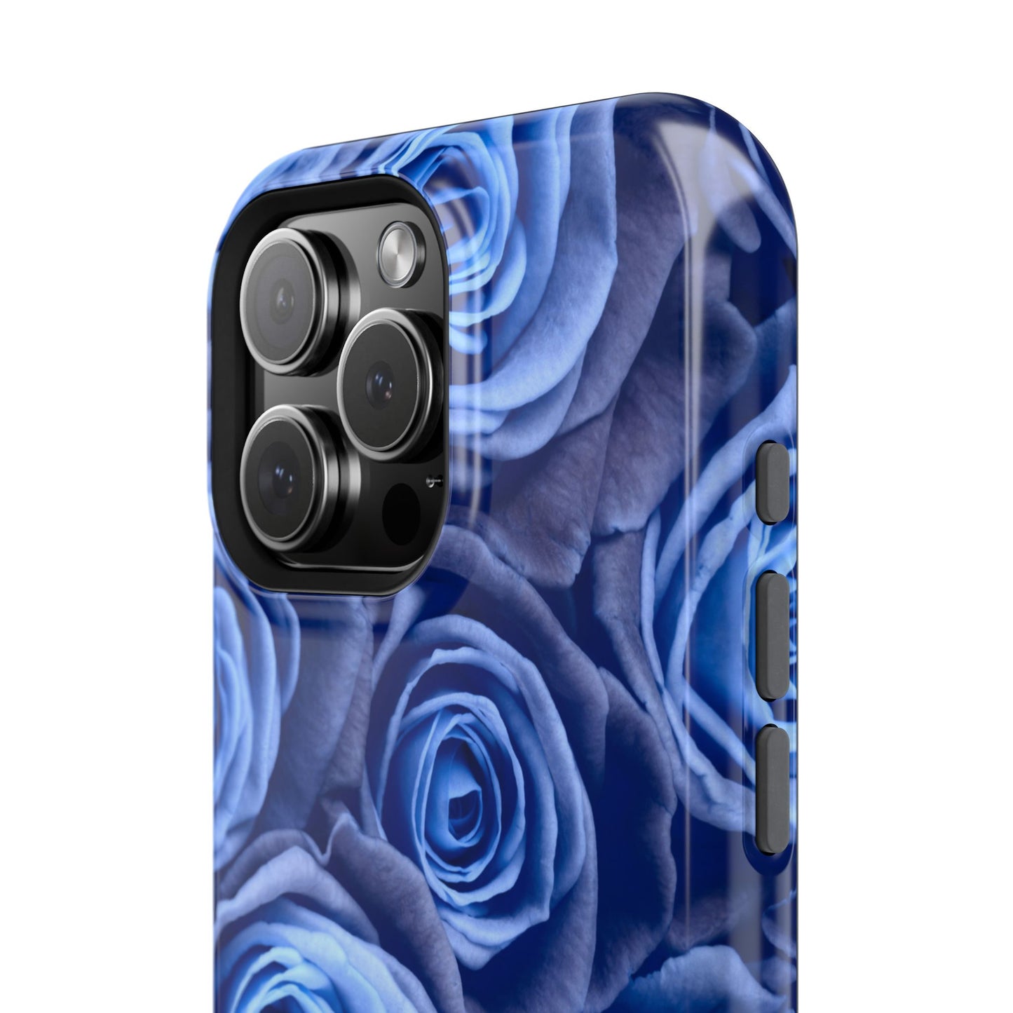 Impact-Resistant Phone Case - Blue Roses & Yellow Flower Design