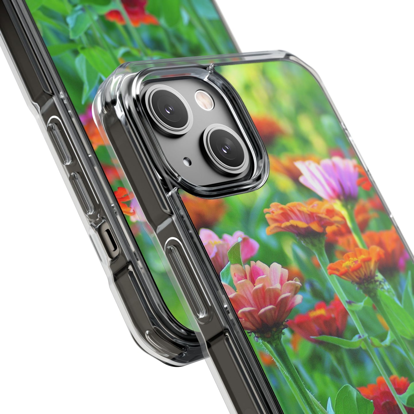 Magnetic Clear Impact Case - Vibrant Flowers and Summer Grass