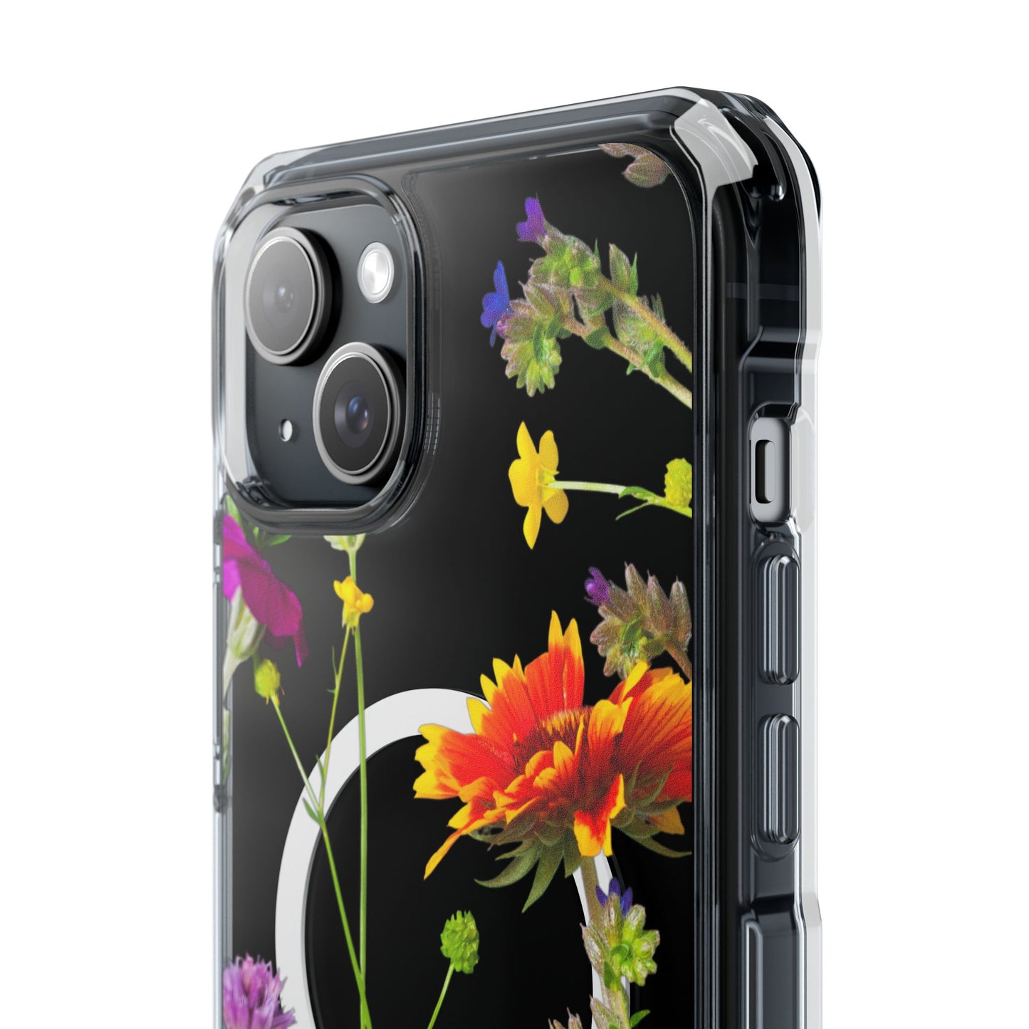 Magnetic Phone Case - Clear Flower Design