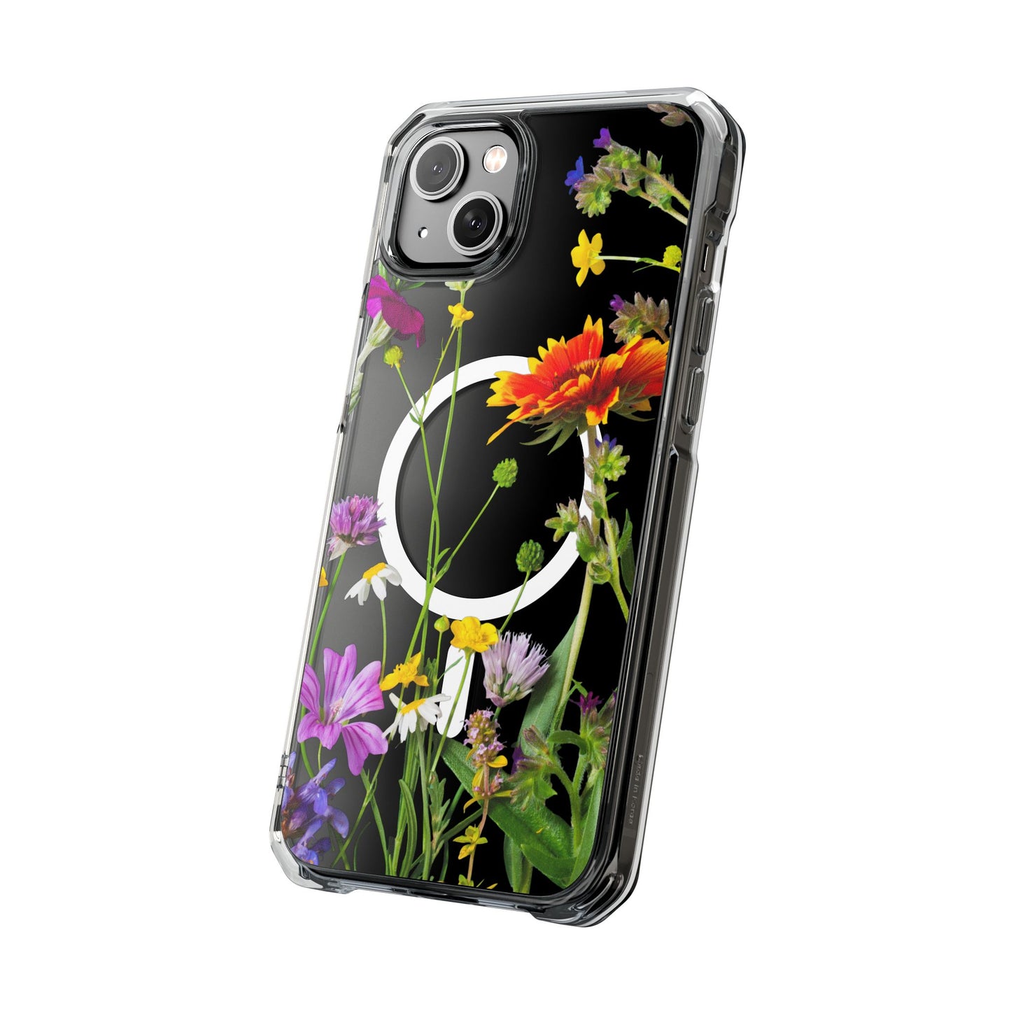 Magnetic Phone Case - Clear Flower Design