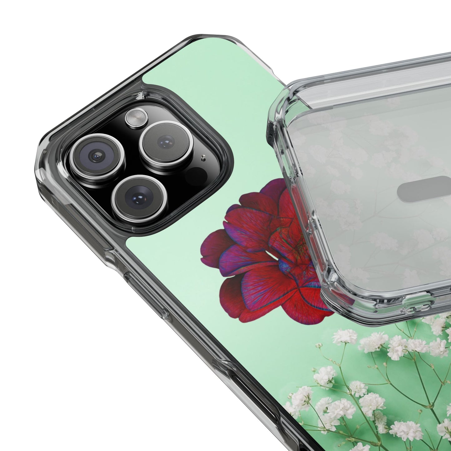 Magnetic Clear Impact Case - Red Beautiful Flower Design