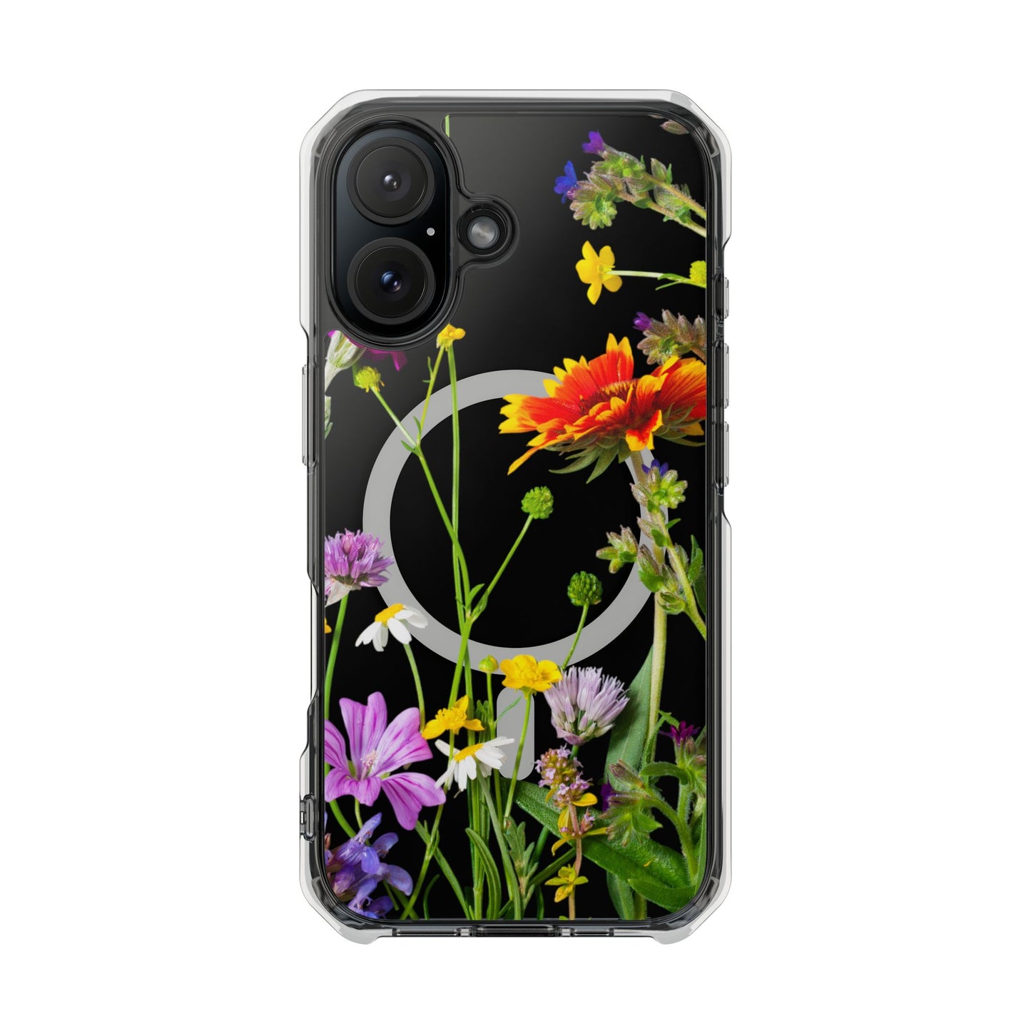 Magnetic Phone Case - Clear Flower Design