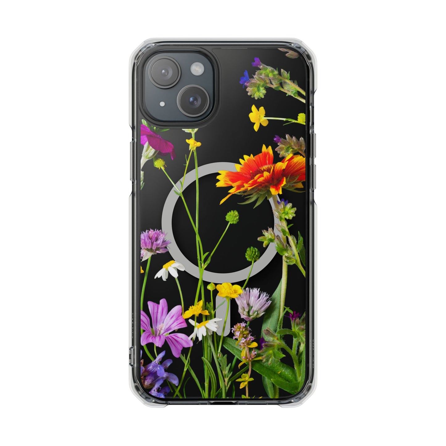 Magnetic Phone Case - Clear Flower Design