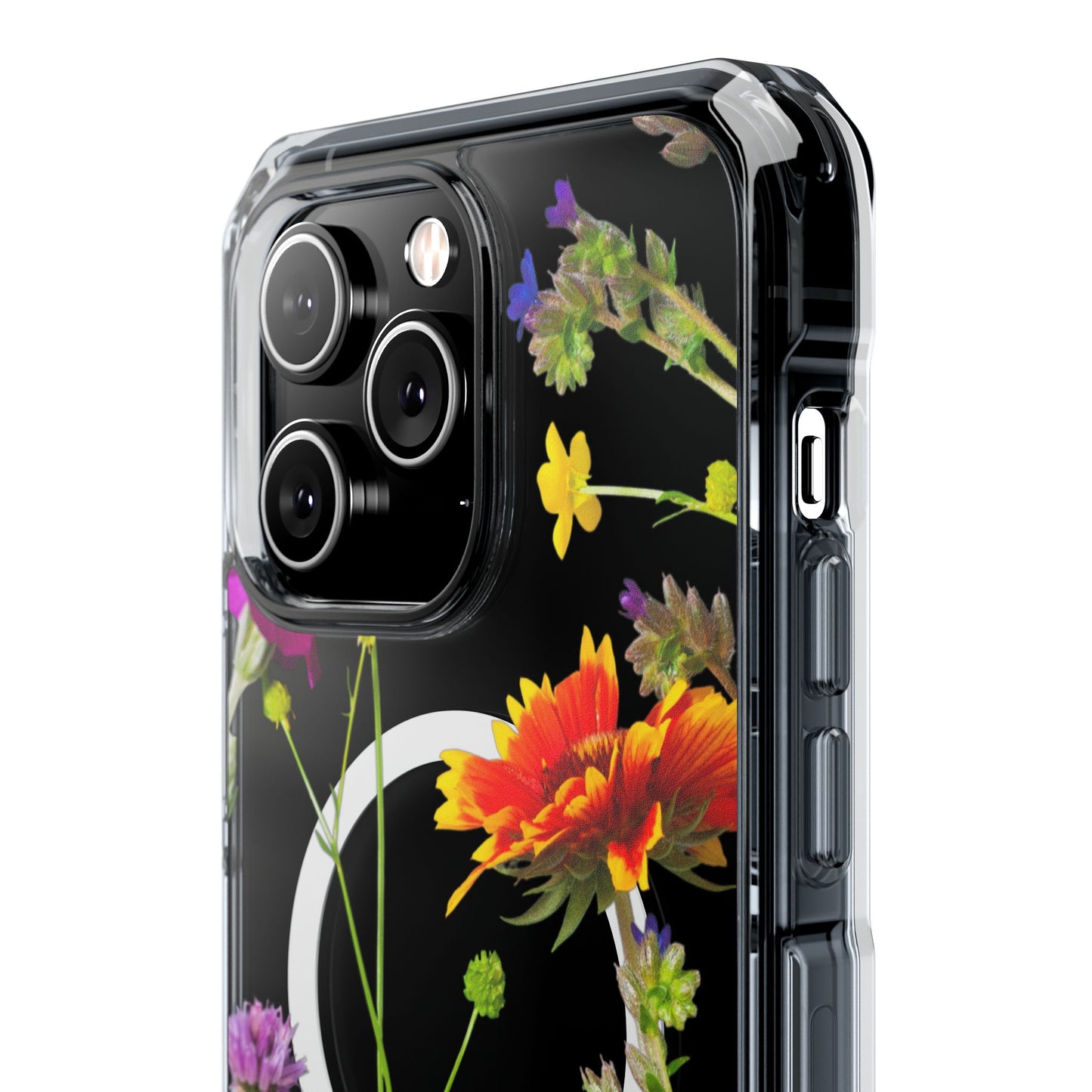 Magnetic Phone Case - Clear Flower Design